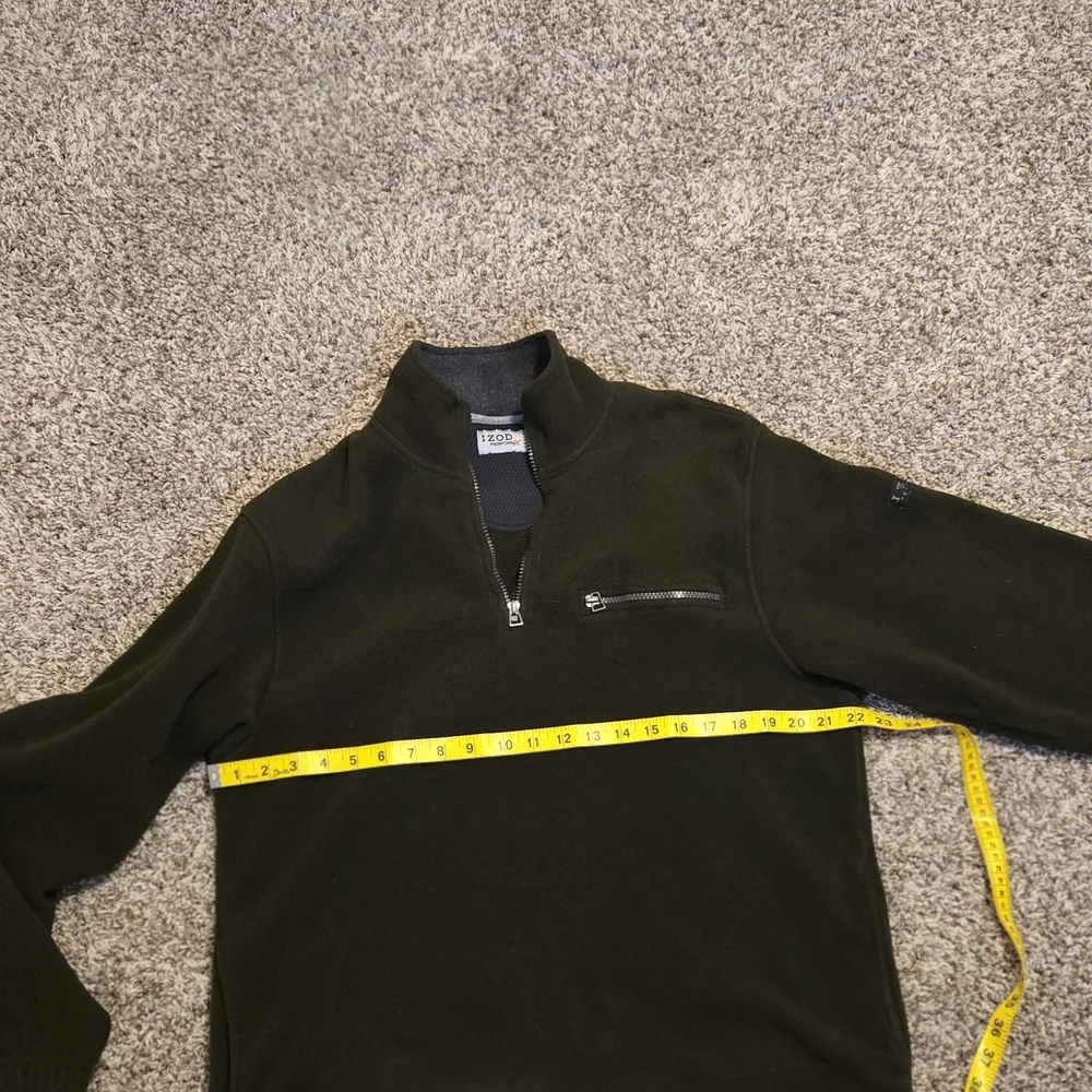 Izod Men's Zip Up Sweater in Dark Olive - Picture 6 of 14